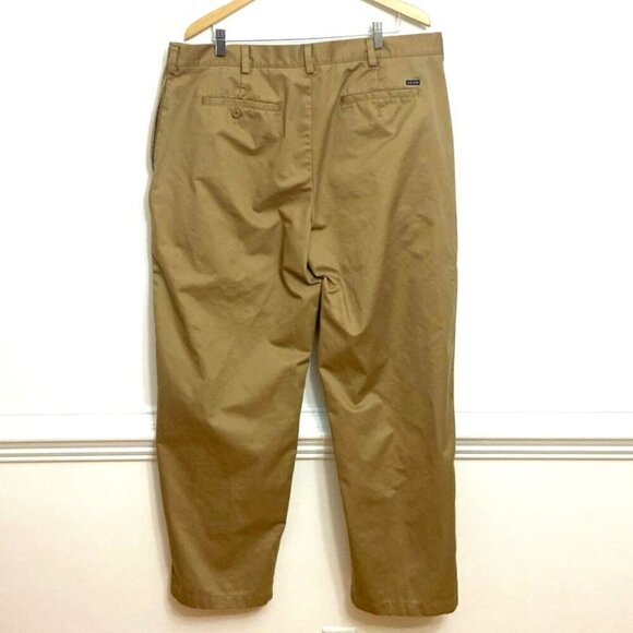 IZOD American Chino Pants Men's 40x32 Flat Front Brown Khaki Classic Preppy - Picture 2 of 4